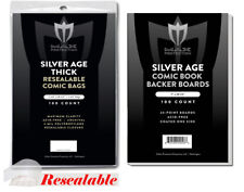 100 Silver Resealable THICK Comic Poly Bags and Boards Max Archival Book Storage picture