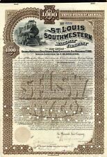 St. Louis Southwestern Railway Co. - 1891 $1,000 Bond - Railroad Bonds picture