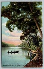 Saugerties  New York  Cane Pole Fishing Canoe Esopus Creek  Postcard  1911 picture
