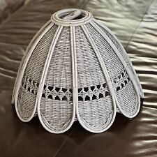 Vtg 70s Cane Weave Wicker Rattan Metal Hanging Pendant Lamp Shade Large 17” Dia picture