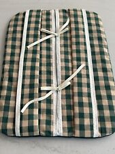 Vintage Handmade Cotton Casserole Dish Carrier 16x12 Ties Green Plaid Country picture