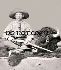 ANTIQUE 8X10 REPRO PHOTO PRINT BUFFALO HUNTER COWBOY 1874 SPENCER RIFLE picture