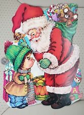 Vintage H.M.S Christmas Santa Claus angry kid die cut wall decoration hanging  picture