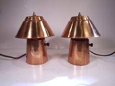 Pair of Unbranded 1930's Art Deco Copper Glow Lamps 8 Inches WORKING picture
