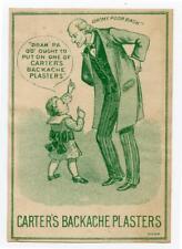 CARTER'S BACKACHE PLASTERS*SMART WEED*BELLADONNA*QUACKERY*QUACKERY*TRADE CARD picture