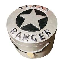 Vintage Texas Ranger Round Trinket Box Canister Lid Star Longhorn Skull picture