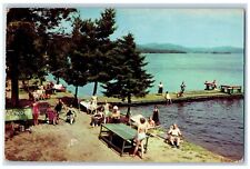 1956 Hotel Idlewood Fourth Lake Solid Dock Beach Old Forge New York NY Postcard picture