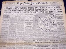 1940 MAY 28 NEW YORK TIMES - ALLIES ARE FORCED BACK IN FLANDERS POCKET - NT 201 picture