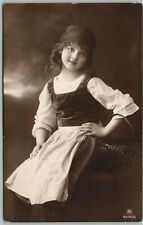 Postcard RPPC 1915 Pretty Young Girl Smile Hat Sitting Pose Studio Portrait     picture