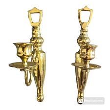 Pair of Gold Colored Brass Candle Holder Sconces Wall Hangers Some Damage picture
