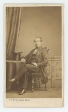 Antique CDV Circa 1870s By C.T. Newcombe.  Dapper Man Sitting in Chair With Hat picture