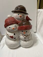 Christmas Ceramic  holiday Snowman Family. “Warm Wishes”  READ description picture