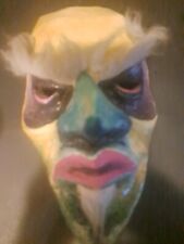 Antique Paper Mache Head Carnival Vtg Mask Painted FolkArt Joker Signed  picture