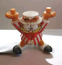 VINTAGE Collectible GARFIELD Figure Has Rare Red Striped Blazer with Straw Hat.  picture