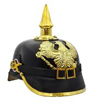German Pickelhaube Helmet Imperial Prussian Helmet Spiked Leather helmet Gift picture