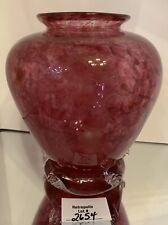 Art Glass Vase Cranberry Marbled with Gold Sparkles Marked Ruby Glass 2012 picture