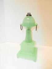 1930s VINTAGE ART DECO JADEITE HOUZEX GREEN GLASS LAMP BASE W/METAL RINGS WOW picture