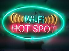WIFI Hot Spot Open Neon Light Light Sign Decor Restaurant Pizza Coffee 19X12 picture