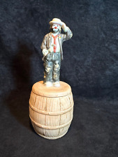 Vintage Flambro The Emmitt Kelly Collection Ceramic Barrel Bell picture