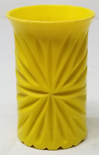 Mid Century Modern Yellow Sunburst Juice Cup Plastic Textured Bright Vintage picture