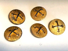 LOT OF 5 VINTAGE LARGE GOLD TONE BUTTONS 1970'S picture