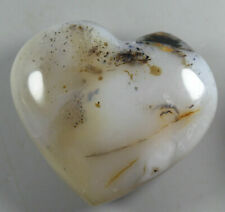 162g Natural Carnelian Moss Agate Crystal Heart shape with aquatic plant  picture
