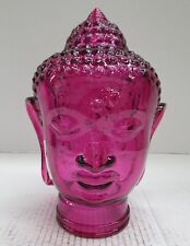 Glass BUDDHA HEAD, Magenta Pink,  Life Size Mannequin Buddha Head 11.5