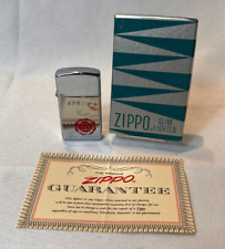 1958 Zippo Slim Lighter Fidelity Trust Company Polished Chrome In Original Box picture