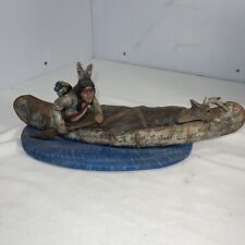 Native American Indian Figurine In Canoe 14
