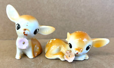 Vintage Ceramic Fawn Baby Deer Salt and Pepper Shakers Made in Japan picture