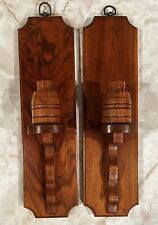 Vintage Wooden Candle Sconces Set Of 2  Wall Decor 18 In picture