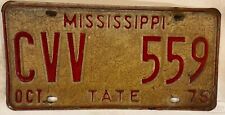 Vintage 1976 TATE county Mississippi license plate Senatobia Coldwater CVV 559 picture