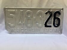 1938 Wisconsin License Plate (See Description) picture