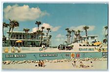 c1950's Blue Waters Apartments Hotel & Restaurant Daytona Beach Florida Postcard picture