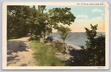 Postcard Drive along Lake Erie OH Linen picture