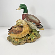 Vintage Andrea Sadek Double Mallard Ducks Male Female Figurine Green Brown 8763 picture