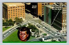 Dallas TX-Texas, Dealey Plaza, John F Kennedy Shooting Site, Vintage Postcard picture
