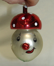 Italy Antique De Carlini Glass Mushroom Man Vintage Christmas Ornament 1950's picture