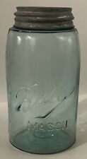 Vintage Atlas Strong Shoulder Mason Quart Jar Aqua Blue, Boyd's A Zinc Lid picture