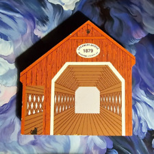 Vintage The Cat's Meow Wooden Village Building Creamery Covered Bridge picture