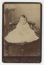 Antique Circa 1880s Cabinet Card Adorable Beautiful Baby in White Lancaster, PA picture