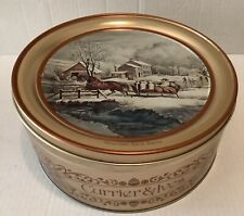 Vintage Currier & Ives American Farm Scene Holiday Tin Christmas Decoration 1990 picture