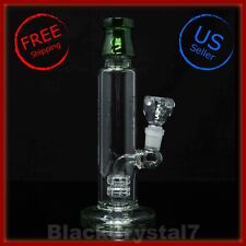 8 in Premium Thick Green 2 Disc Hookah Bubbler Tobacco Smoking Glass Water Pipes picture