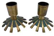 Pair MCM 1967 Patinated Bronze Candle Holders   picture