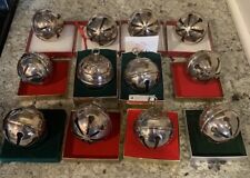 Lot Of 12 REED & BARTON HOLLY BELL Silver Plate 1990-1998 Christmas Ornaments picture