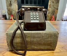 Vintage Chocolate Brown Touch Tone Desk Top Telephone, WORKS, Vintage Brown Push picture