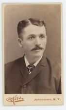 Antique CDV Circa 1880s Handsome Man With Trimmed Mustache in Suit Johnstown, NY picture