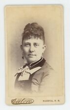 Antique CDV Circa 1870s Beautiful Woman in Dress with Large Earrings Nashua, NH picture