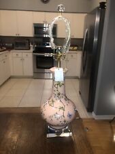 Fabulous Porcelain Pink Cherry Blossoms Butterfly Lamp NWT Mint Org. $395.00 picture