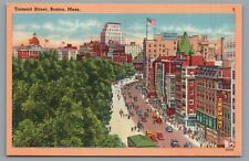 Tremont Street Boston Mass. MA Vintage Linen Postcard c1930s picture